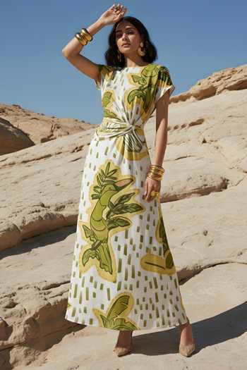 Poppi Printed Bemberg Silk Maxi Dress 