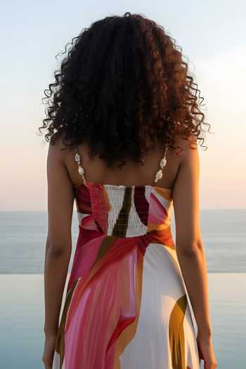 Poppi_Pink Bemberg Sweetheart Neck Floral Printed Maxi Dress _Online_at_Aza_Fashions