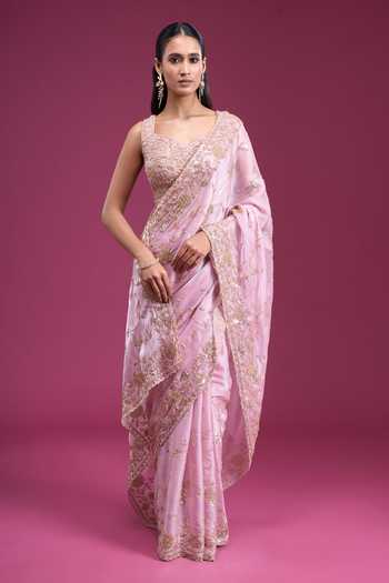 Samyukta Singhania Floral Vine Handwork Saree With Blouse 