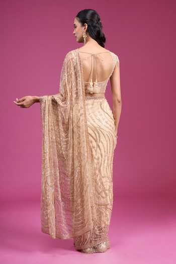 Samyukta Singhania Handwork Sequin Net Saree With Blouse 