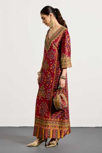 Shop_RI.Ritu Kumar_Multi Color Silk, Satin, Viscose, Spandex Gulzar Garden Print Kurta With Pant _Online_at_Aza_Fashions