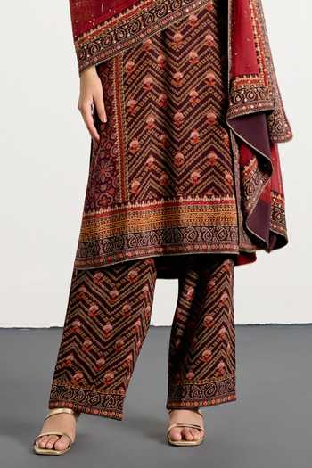 RI.Ritu Kumar_Multi Color Crepe, Rayon, Chiffon, Viscose Bandhani Print Kurta Set _Online_at_Aza_Fashions