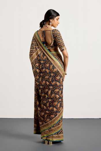 RI.Ritu Kumar Bougainvilla Print Saree With Unstiched Blouse Piece