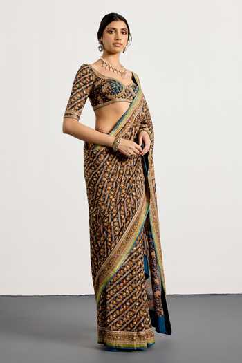 RI.Ritu Kumar Green Silk, Chinon Bougainvilla Print Saree With Unstiched Blouse Piece Online at Aza Fashions RI.Ritu Kumar_Green Silk, Chinon Bougainvilla Print Saree With Unstiched Blouse Piece _Online_at_Aza_Fashions