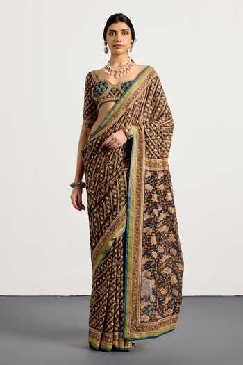 RI.Ritu Kumar Bougainvilla Print Saree With Unstiched Blouse Piece