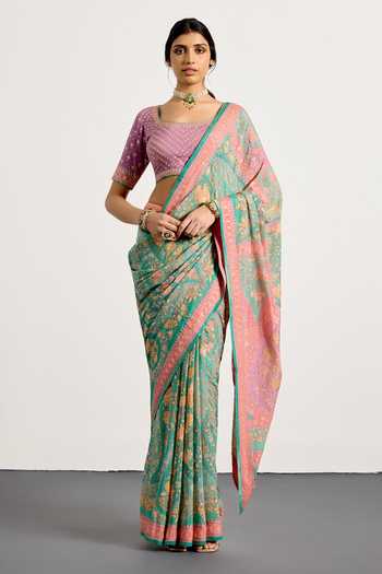 RI.Ritu Kumar Sreshtha Print Saree With Unstitched Blouse Piece 