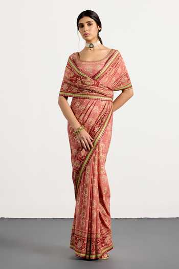 RI.Ritu Kumar Kalamkari Print Saree With Unstiched Blouse Piece 