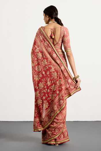 RI.Ritu Kumar Kalamkari Print Saree With Unstiched Blouse Piece 