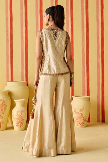 Studio Bagechaa Adyah Embroidered Top & Sharara Set 