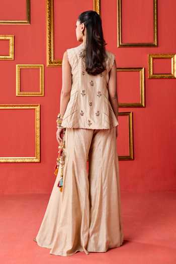 Studio Bagechaa Medha Chanderi Embroidered Jacket Sharara Set 