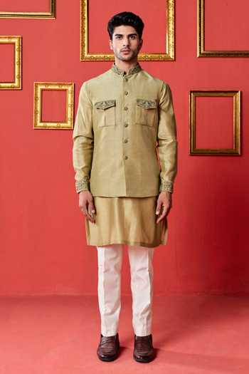 Studio Bagechaa Saarth Placement Embroidered Nehru Jacket Set 
