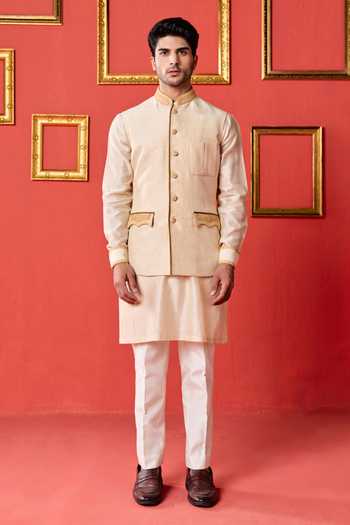 Studio Bagechaa Rehaan Embroidered Nehru Jacket & Kurta Set 