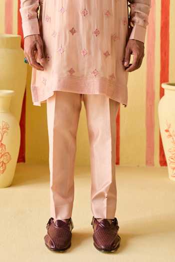 Buy_Studio Bagechaa_Pink Organza, Chanderi, Tissue Raghav Floral Embroidered Kurta Set _Online_at_Aza_Fashions