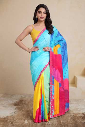 Satya Paul Art Deco Print Saree 