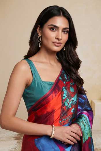 Shop_Satya Paul_Red Silk, Georgette, Satin A New Approach Printed Saree _Online_at_Aza_Fashions