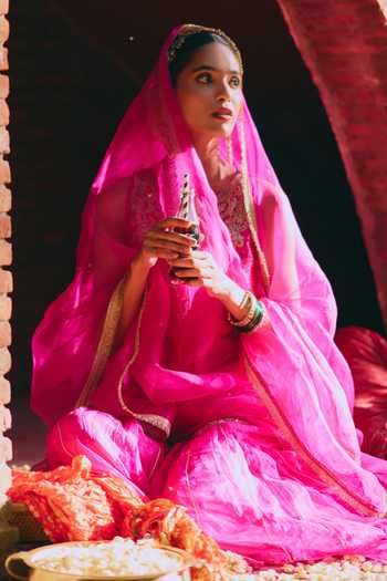 Buy_Mirasa_Pink , , Organza, Boat Neck Ruhi Pure Kurta Set _Online_at_Aza_Fashions