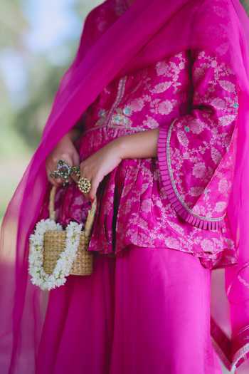 Shop_Mirasa_Pink Silk, Organza, Chanderi Isharya Pure Kurta Set _Online_at_Aza_Fashions