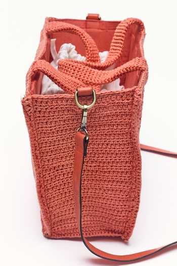 Buy_House Of Eda_Coral Adria Crotchet Mini Tote Bag _Online_at_Aza_Fashions