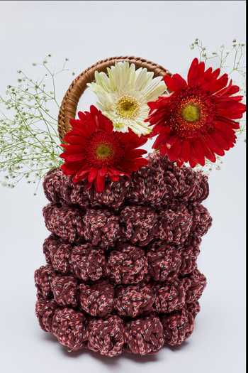 Shop_House Of Eda_Brown The Crochet Bucket Bag _Online_at_Aza_Fashions