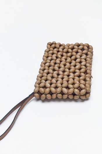 Buy_House Of Eda_Brown Renne Hand Beaded Clutch Bag _Online_at_Aza_Fashions