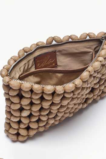Shop_House Of Eda_Brown Renne Hand Beaded Clutch Bag _Online_at_Aza_Fashions