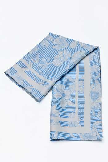 House Of Eda_Blue Porcelain Garden Print Square Scarf _Online_at_Aza_Fashions