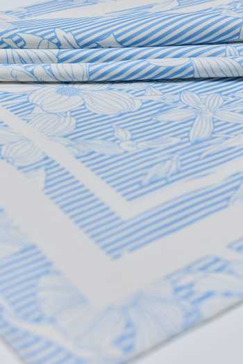 Buy_House Of Eda_Blue Porcelain Garden Print Square Scarf _Online_at_Aza_Fashions