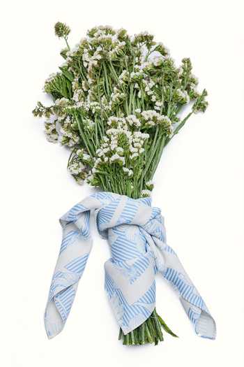 Shop_House Of Eda_Blue Porcelain Garden Print Square Scarf _Online_at_Aza_Fashions