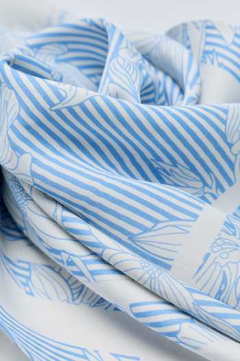 Buy_House Of Eda_Blue Porcelain Garden Print Square Scarf 