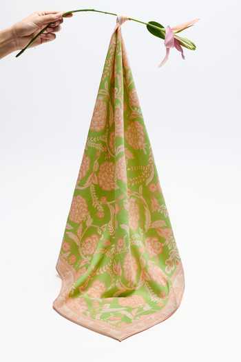 House Of Eda_Green Fleur De Pistache Printed Scarf _Online_at_Aza_Fashions
