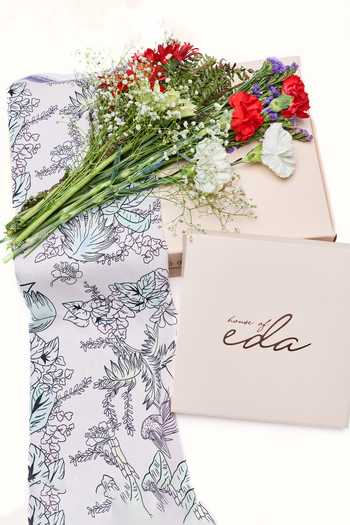 House Of Eda_Purple Enchanted Aviary Print Square Scarf _at_Aza_Fashions