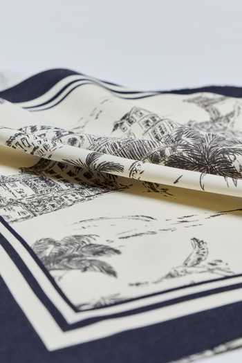 House Of Eda_Blue Etoile Landscape Printed Square Scarf _Online_at_Aza_Fashions
