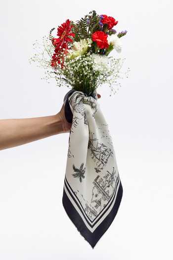 Buy_House Of Eda_Blue Etoile Landscape Printed Square Scarf _Online_at_Aza_Fashions