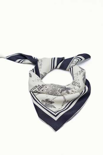 Shop_House Of Eda_Blue Etoile Landscape Printed Square Scarf _Online_at_Aza_Fashions