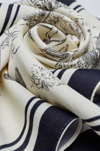 House Of Eda_Blue Etoile Landscape Printed Square Scarf _at_Aza_Fashions