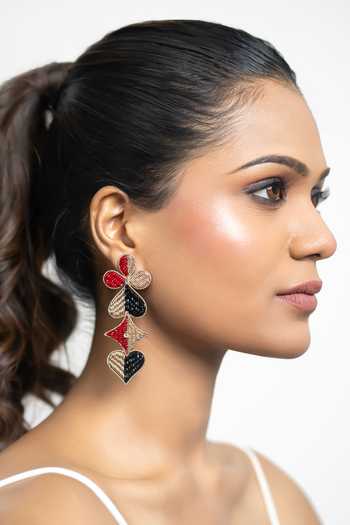 KARAARI Dual Tone Card Suits Earrings 