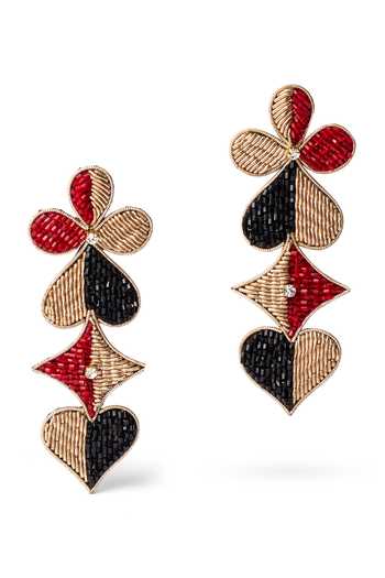 KARAARI Dual Tone Card Suits Earrings 
