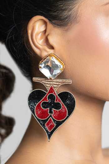 KARAARI Suits Of Cards Enclosed Big Earrings 