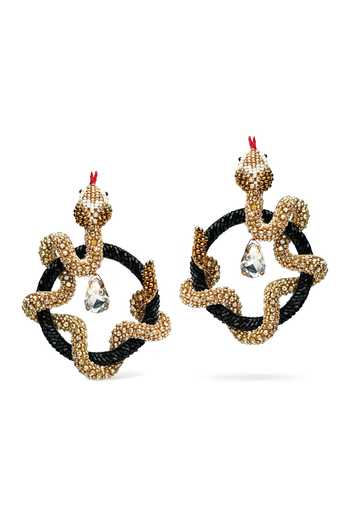 KARAARI Black Snake Embroidered Earrings 