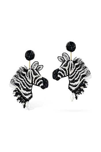 Buy_KARAARI_Black Zebra Embroidered Earrings _Online_at_Aza_Fashions