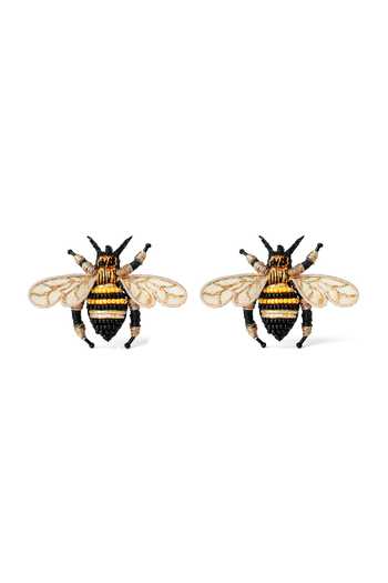 KARAARI_Black Bee Hand Embroidered Stud Earrings _Online_at_Aza_Fashions