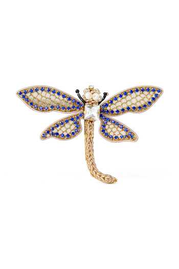KARAARI Blue Dragonfly Embroidered Brooch 