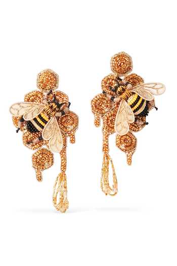 KARAARI_Black Honeybee Embroidered Earrings _Online_at_Aza_Fashions