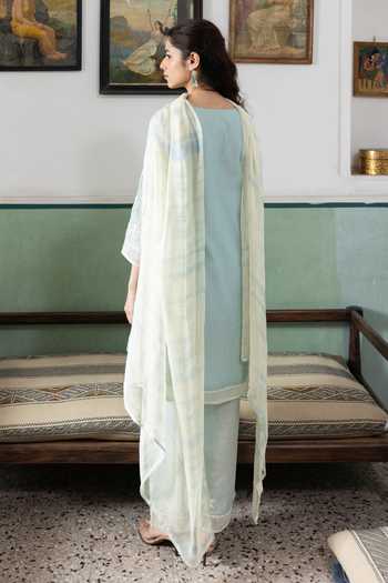 Label Nimbus Hand Embroidered Chanderi Kurta Set 