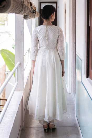 Label Nimbus Embroidered Yoke Ivory Angrakha Set 