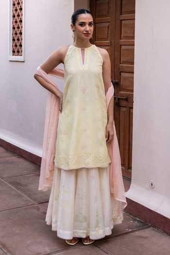 Label Nimbus Lemon Icy Kurta Tie Dye Skirt Set 