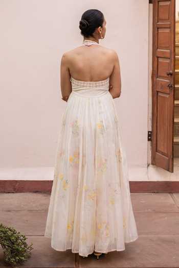 Label Nimbus Hand Embroidered Halter Neck Maxi Dress 
