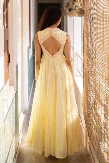 Label Nimbus Lemon Icy Hand Embroidered Maxi Dress 