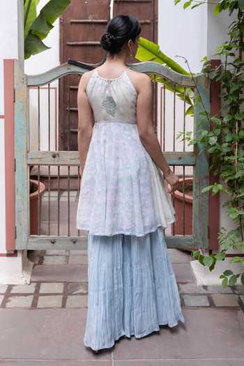 Label Nimbus Tie & Dye Short Kurta Sharara Set 