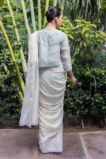 Label Nimbus Cotton Silk Tie & Dye Saree Set With Jacket 